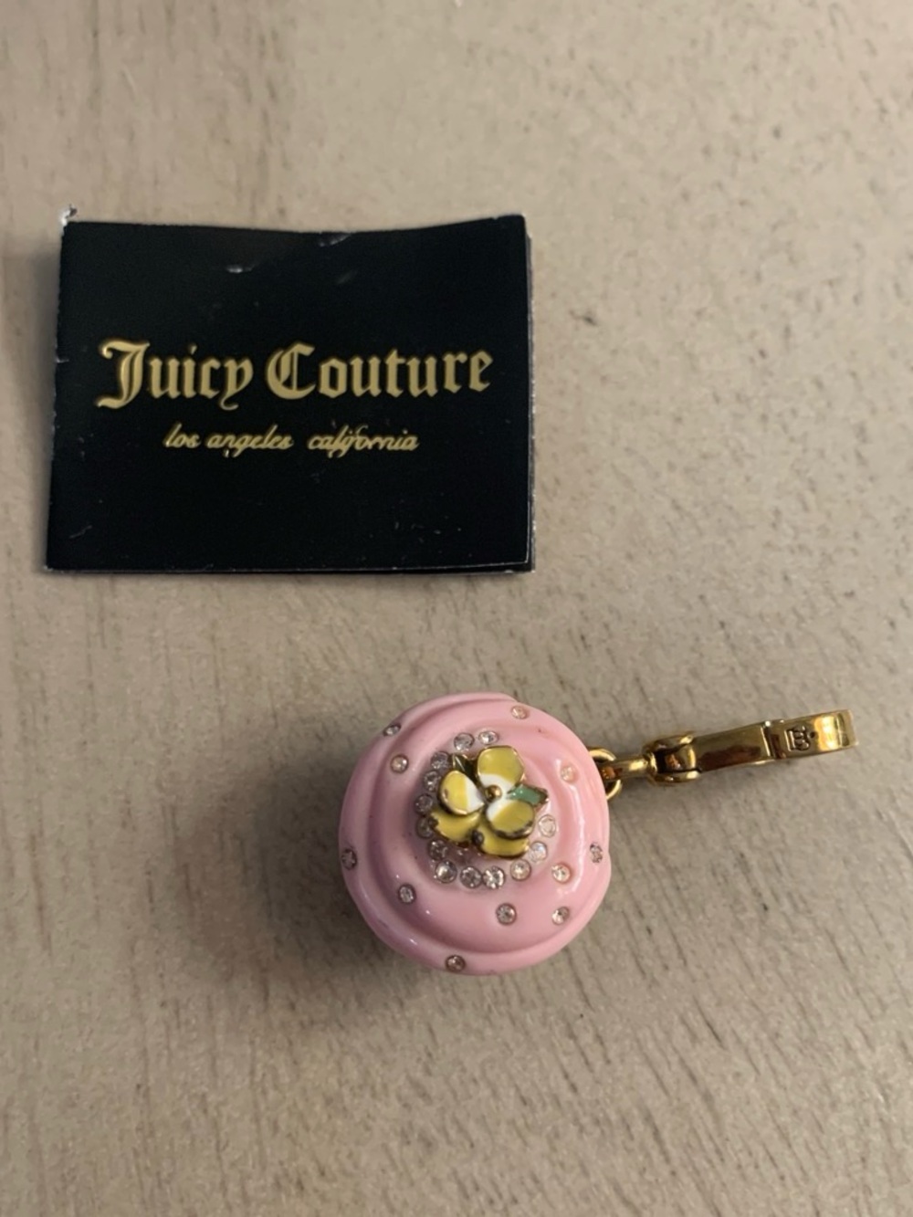 Juicy Couture Pink Enamel Cupcake Charm with Crystals